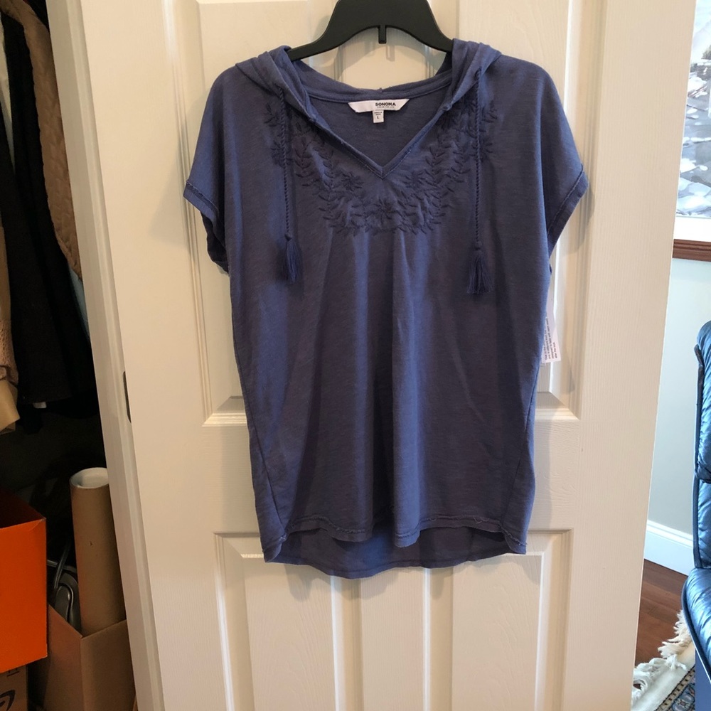 Sonoma Denim Blue Raw Edge SS Hoodie Size Large